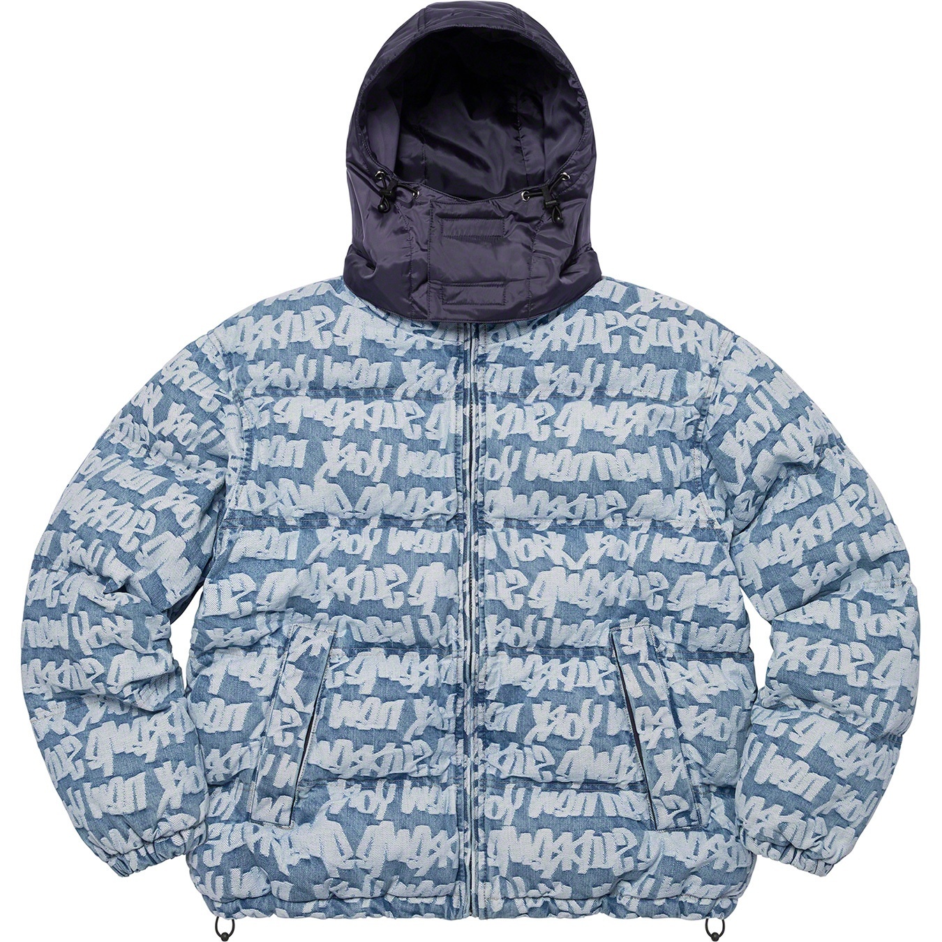 Fat Tip Jacquard Denim Puffer Jacket view 3